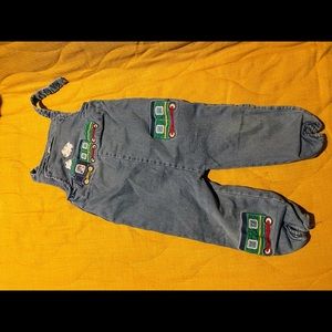 Cute train applique overall